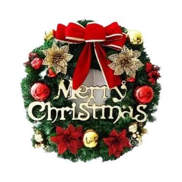 Imagem de Guirlanda De Natal Artificial De 45cm Para Pendurar Na Porta, Acessóri