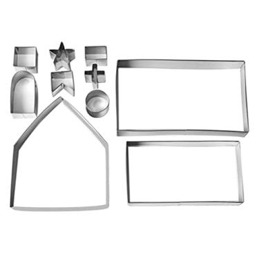 Imagem de Conjunto de Cortadores Massa para Casa Gengibre Biscoito Aço Inoxidável Fondant Donuts Sobremesas Festa e Utensílios Cozinha