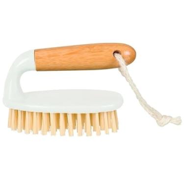 Imagem de Escova De Limpeza Multiuso Com Cabo De Bambu Esfrega Piso, Roupa, Pia, Azulejos, Tenis Possui Cerdas Flexíveis Não Danifica E Limpa Superficie Dificeis 13,5cm