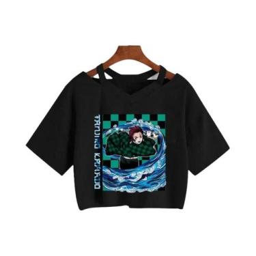 Imagem de Camiseta Feminina Demon Slayer Nezuko Kimetsu No Yaiba Crop Top Tanjir