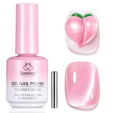 Imagem de Esmalte Beetles Peachy Whimsy Pink Cat Eye Gel – 15 ml Brilho Rosa Olho de Gato Primavera Gel Esmalte Magnético Efeito Brilhante Absorver UV Nail Art Design Salon DIY Manicure Presente para Mulheres