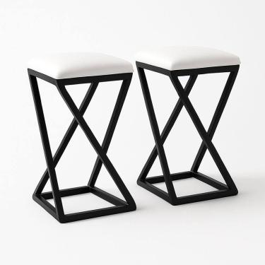 Imagem de Kit 2 Banco Banqueta Baixa Cozinha 50 Cm Bancada Bar Corino Cor:branco
