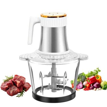 Imagem de Mini Processador Eletrico 4 Laminas 3 Litros Moedor de Carne Tritura Verdura Legume Alimento Tempero Especiarias Preparo Refeiçao Restaurante