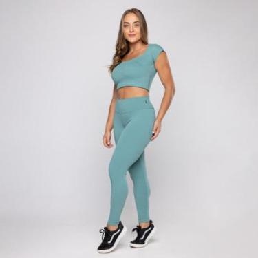 Imagem de Conjunto Legging Fitness Feminina + Cropped Poliamida Bojo-Feminino