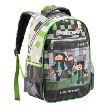 Imagem de Mochila Costas Grande Escolar Menino Gamer Infantil Minecraft Creeper Denlex-Masculino