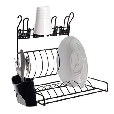 Imagem de Escorredor de Louça Suspenso Parede 10 Pratos - Preto