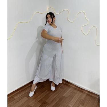 Imagem de Conjunto de Dança Plus Size Bata Fenda e Calça Pantalona Moda Evangéli