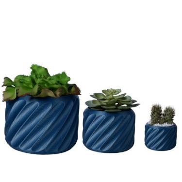 Imagem de Trio Cachepot Mesclado - Adornos - Galanta, Azul Cobalto