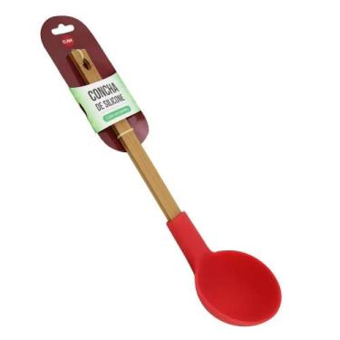Imagem de Concha de Silicone Vermelha com Cabo em Bambu - TENTACAO SANTOS