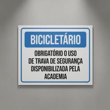 Imagem de Placa Acm Bicicletário Academia Trava Segurança 18X23 - Sinalizo