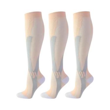Imagem de Meias De Compressão Masculinas (2, 3 Ou 4 Pares) Para Corrida E Varize