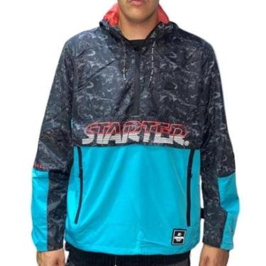 Imagem de Jaqueta Corta Vento Starter Windbreaker T532A Preto/Azul-Masculino