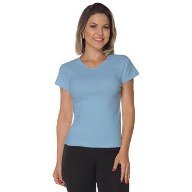 Imagem de Baby look manga curta malha canelada - Gola v-Feminino