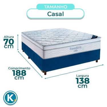 Imagem de Cama Box Azul E Colchão Casal Freedom Ortobom