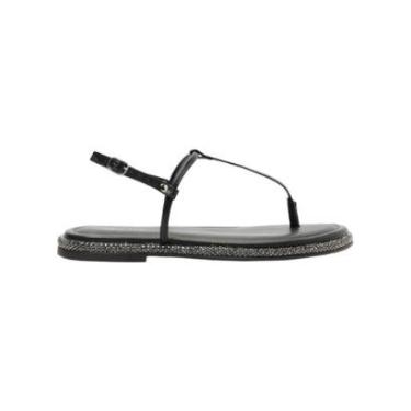 Imagem de Sandalia Rasteira Feminina Anacapri Slim Sola Glam Preto-Feminino