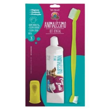 Imagem de Kit Higiene Bucal com Creme Dental, Escova e Dedeira - ANIMALISSIMO