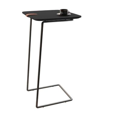 Imagem de Mesa Apoio Lateral Para Sofá Atenas Pé Preto preto