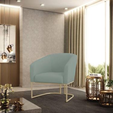 Imagem de Poltrona Sala Decorativa Stella Base Industrial Veludo Cotelê Verde D`Rossi