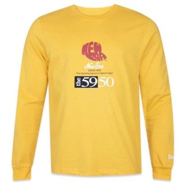 Imagem de CAMISETA MASCULINA NEW ERA LOGO HISTORY NEI24TSH045 MANGA LONGA AMARELA-Masculino