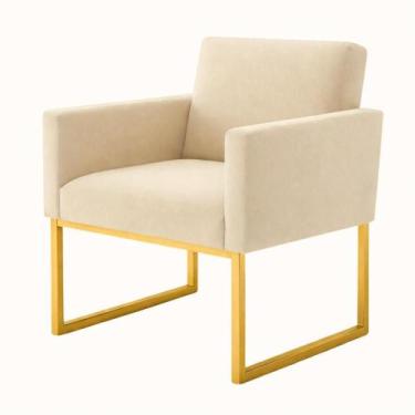 Imagem de 1 Poltrona para Recepção Lina com Base de Ferro Dourado Resistente - M