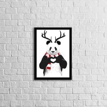 Imagem de Quadro Decorativo Panda Coração 45x34cm - com vidro