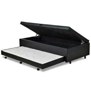 Imagem de Cama Box Bau Solteiro com Auxiliar Semi Ortopedica Corino 78x188