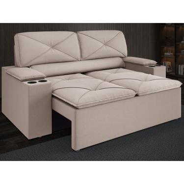 Imagem de Sofá com Porta Copos Retrátil e Reclinável Pop 1,54m Velosuede - NETSOFAS
