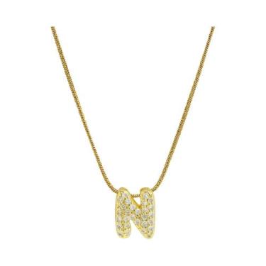 Imagem de Colar Feminino Banhado a Ouro 18K Com Zircônias E Letra Inicial Em Des