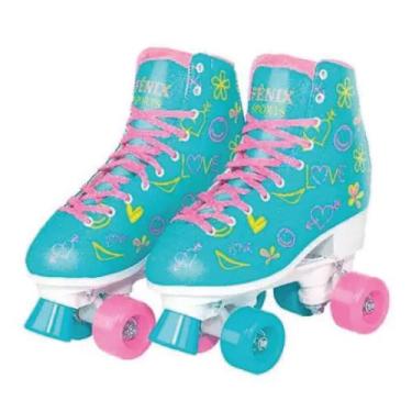 Imagem de Patins Fenix 4 Rodas Roller Skate Ajustável Azul Fenix, 31, 34