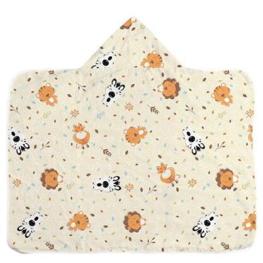 Imagem de Toalha De Banho Para Bebê Estampada Com Capuz Forro De Fralda 67X90 - 