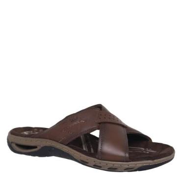 Imagem de Chinelo Masculino Ortopédico Couro Confortável Pegada 131661, Pinhão, 