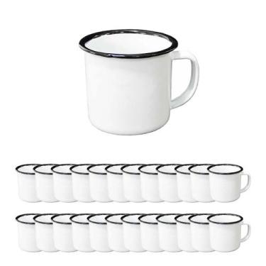 Imagem de 25un caneca esmaltada roça branca rústico 300ml - YAZI