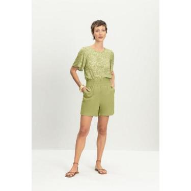 Imagem de Shorts feminino em linho Essendi -Verde médio, P, Verde médio