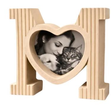 Imagem de Porta-Retrato Letra M com Coração 3D Decoração Dia das Mães - Allien3d