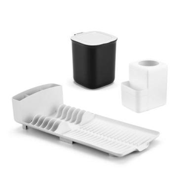 Imagem de Kit Pia Cozinha Lixeira 2,5L + Escorredor Louça + Porta Detergente e E