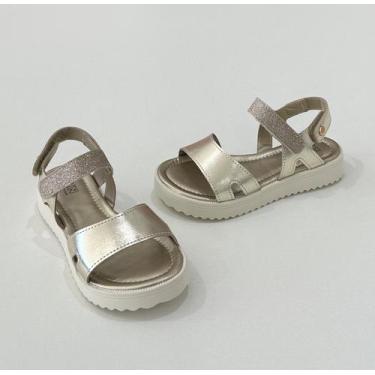 Imagem de Sandália Infantil Klin Menina Dourada Glitter Conforto Festa Casual Mo