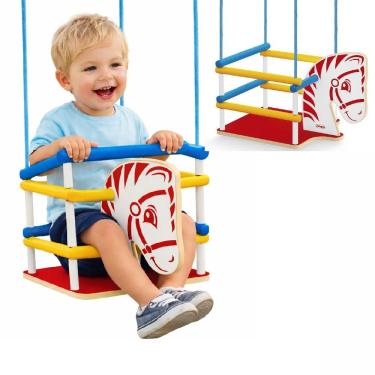 Imagem de Cadeirinha Balanço Infantil Cavalinho MDF com Grade Proteção Até 35kg Yeet