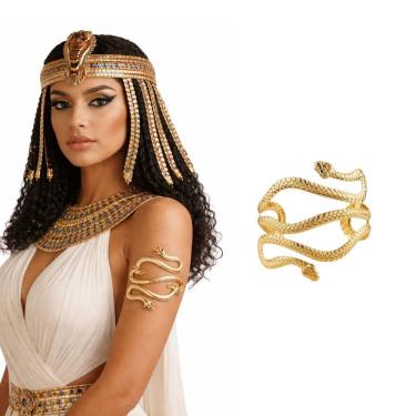 Imagem de Bracelete Extra Festas Serpente Metal 8cm Dourado Egito Cleópatra Feminino