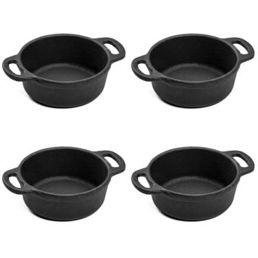 Imagem de Kit 4 Caçarolas Mineirinha Ferro Fundido com Tinta Atóxica 12CM 450ML Preta Panela Mineira