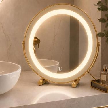 Imagem de Espelho Lopazzi de Mesa para Maquiagem com 3 LEDs Touch Penteadeira De