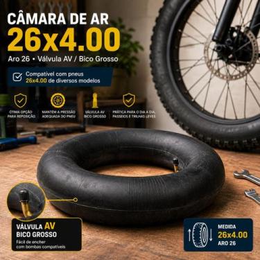 Imagem de Câmara De Ar 26x4.00 Aro 26 Fat Bike Bico Grosso AV ON114 - Onetools