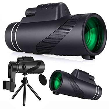 Imagem de Telescópios monoculares 12X50 para adultos e crianças, telescópios HD à prova d'água com adaptador de smartphone e tripé para observação de pássaros, viagens, caminhadas, camping