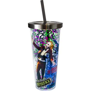 Imagem de Spoontiques - Beetlejuice - Acrylic Tumbler - Glitter Cup with Straw - 20 oz