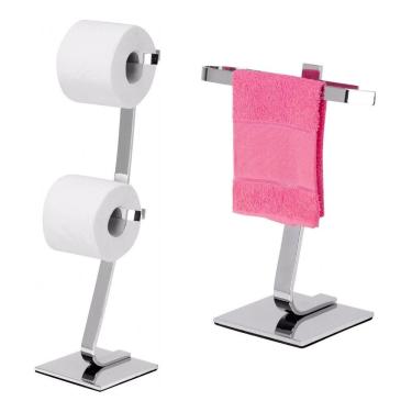 Imagem de Kit Porta Toalha De Bancada E Porta Papel Higiênico De Chão