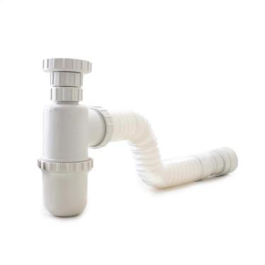 Imagem de Sifão Sanfonado Copo Universal Branco Extensível Até 50cm