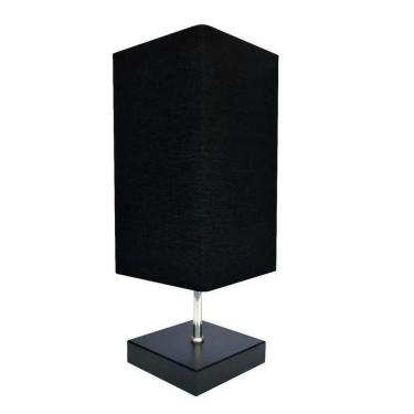 Imagem de Abajur De Madeira Mdf Preto + Cúpula Preto Ab 5059 Pt