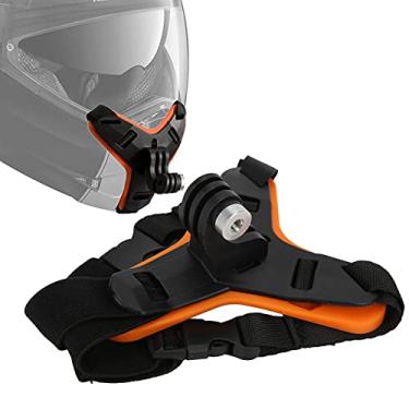 Imagem de Suporte de câmera de capacete de motocicleta, montagem de queixo para câmeras esportivas, suporte de câmera esportiva montado na cabeça suporte de fotografia (laranja)