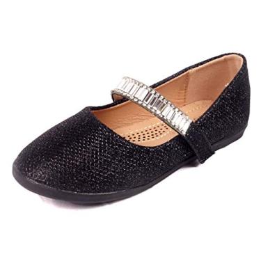 Imagem de Nova Utopia Sapatilha infantil para meninas com laço Mary Jane, Nfgf065- Blackglitter, 8 Toddler