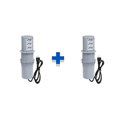 Imagem de Kit 2 Torres De Tomadas Totem Slim Automático 3 Tomadas 10A COR:CINZA