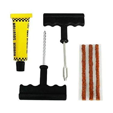 Imagem de Kit Reparo Pneu Furado 6 Peças Colar Roda Carro Caminhão Chave Agulha Oléo Conserto Borracha Furo